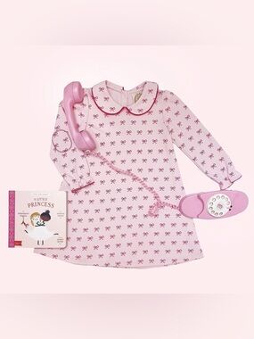 Pink Bow Print Baby Top/Dress
